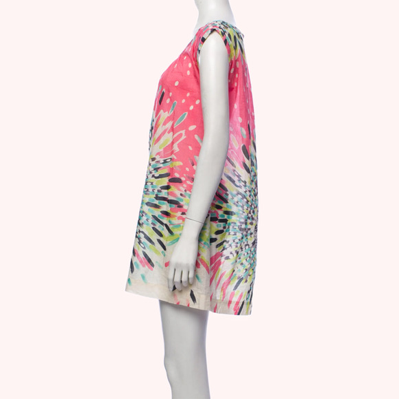 PAUL & JOE Sleeveless Printed Mini Cotton/Silk Tunic Dress - Picture 3 of 7